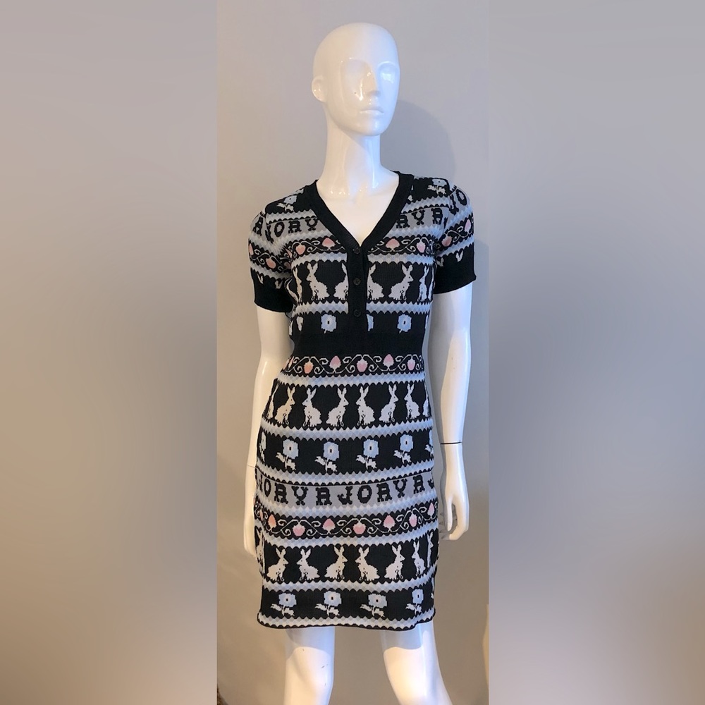 Women knit mini dress short-sleeve knit mini dress | Navy | size: 6